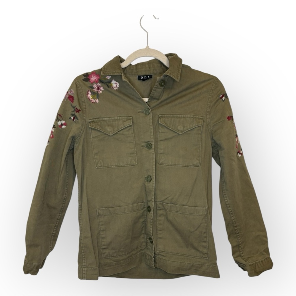A.N.A Olive Green Floral Utility Jacket Floral Jacket Boho Military XS